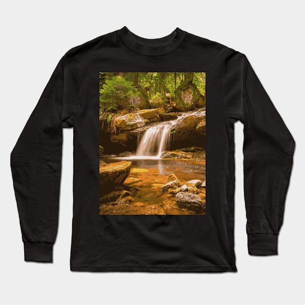 Golden Water Fall - Landscape Long Sleeve T-Shirt by Aleksander37